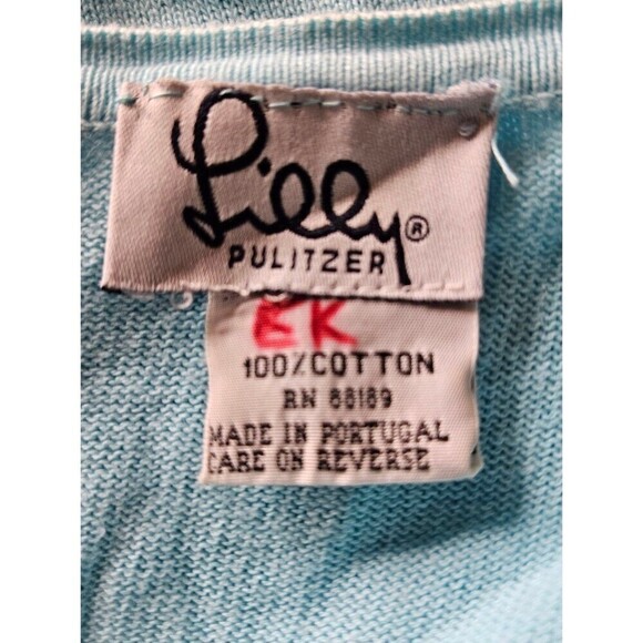 Vintage Lily Pulitzer Aqua Button Up Cardigan - Picture 6 of 7